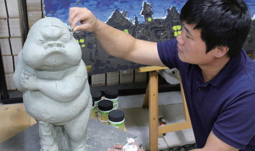 Pan Sam Kim Modeling Sculpture Using Clay