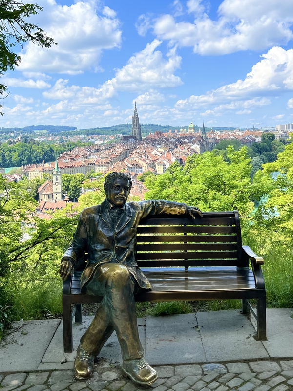 Einstein at the Rose Garden